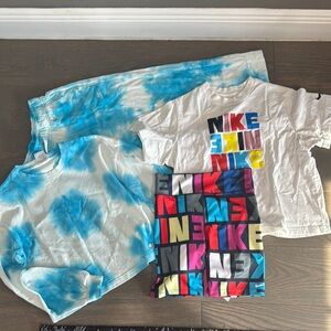 Nike Big Girls Tie-Dye Set and Graphic T-Shirt Set Bundle